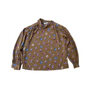 Liz Claiborne Vintage Geometric Print Tan Blouse (size 8)